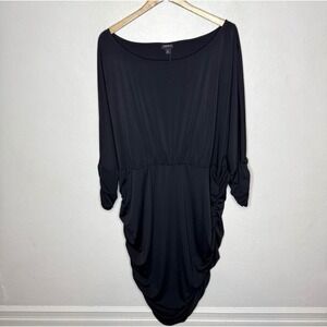 Torrid Mini Studio Knit Shirred Dress Black Womens 4X Long‎ Sleeve Formal New